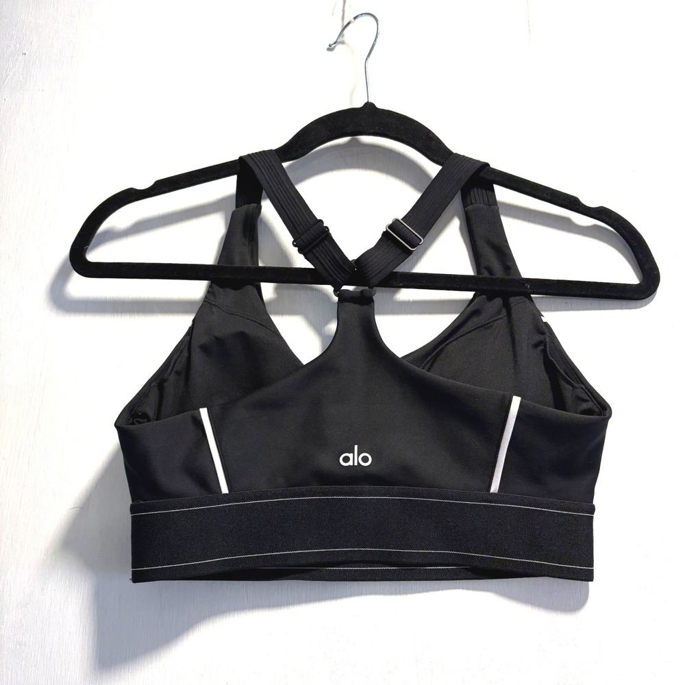 Alo Airlift Suit Up Yoga Medium Black Racerback Sports Bra Adjustable Straps - Picture 2 of 6